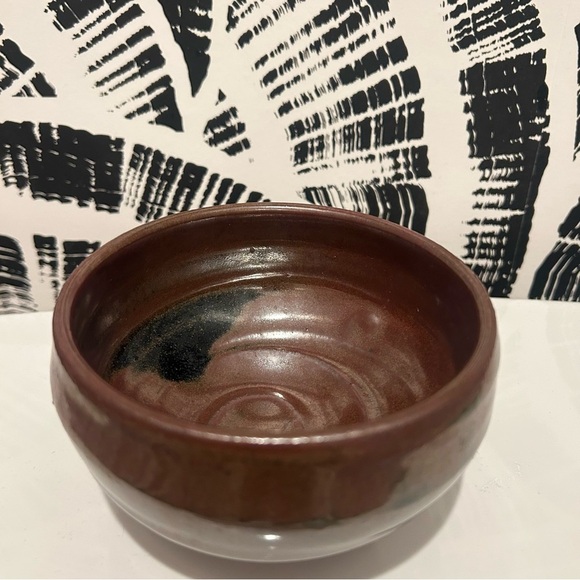 Handmade Art Pottery Ceramic Bowl Chocolate Brown Black Mocha - Picture 5 of 10